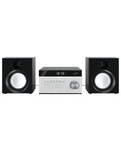 Sleek, but understated this home stereo with digital alarm plays it all.