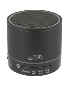 
With a sleek design this speaker boasts features galore in a petite package with Bluetooth, a mic, LED lights, FM radio, USB (included), micro SD and 3.5 mm headphone jack.