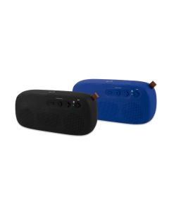  Functional with a myriad of playback options, this rubberized water resistant (IPX4) speaker lets you take your soundtrack with you - no matter the adventure. With Bluetooth, aux in, USB, SD, and FM radio you'll always be able to play your favorite songs through the built-in stereo speakers. The speaker also has built-in buttons (play/pause, forward/back) so you can control what's playing. The rubberized coating, minimalist buttons and faux leather tab are a fresh modern take on portable speaker style. 